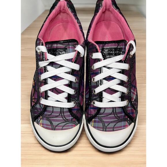 Y2K Coach A1070 Barrett Signature Plaid Low Top Sneaker Size 8.5B - Picture 3 of 8